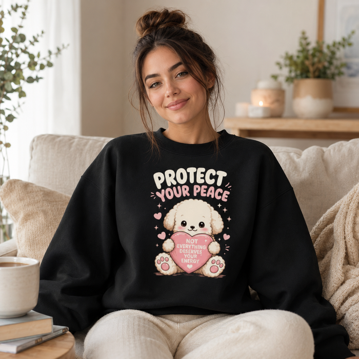 Protect Your Peace Kawaii Puppy Crewneck Sweatshirt